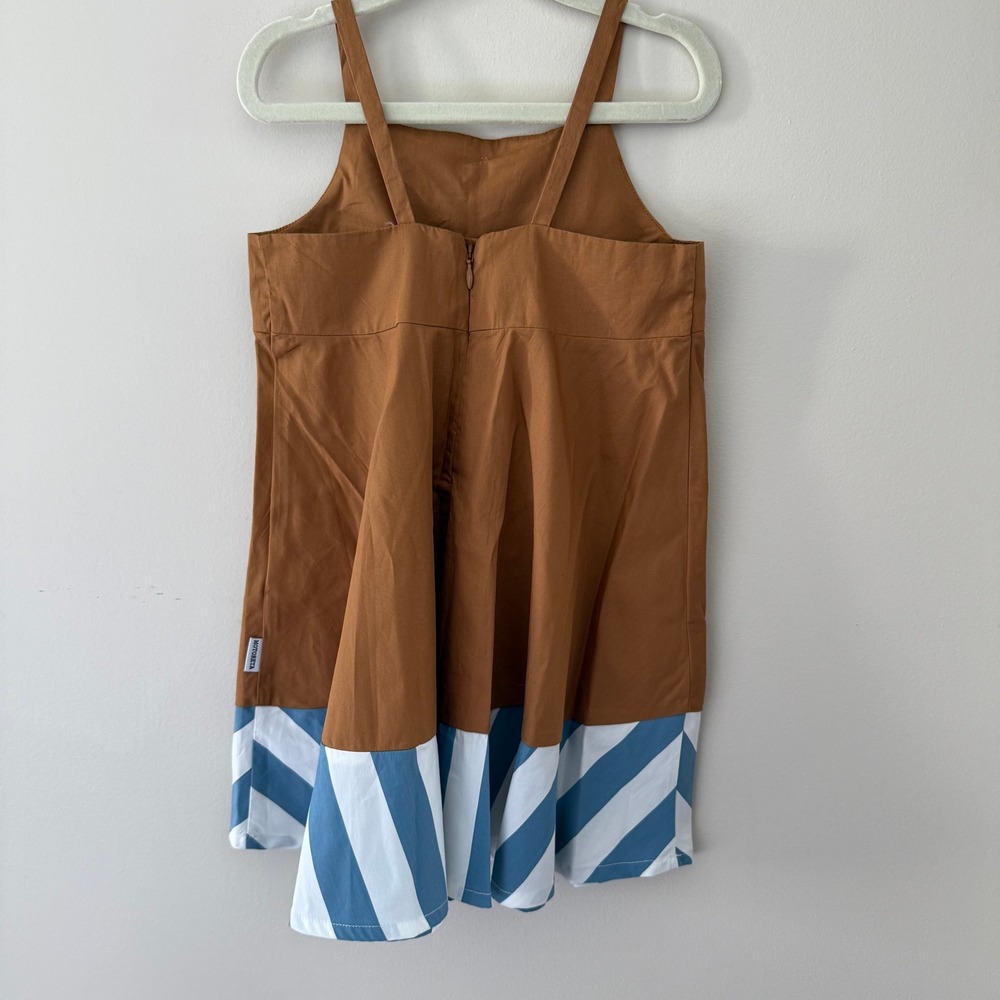 Motoreta Sevilla Spain Girls Brown Blue Striped Button Front Dress Size 3 - Picture 4 of 7